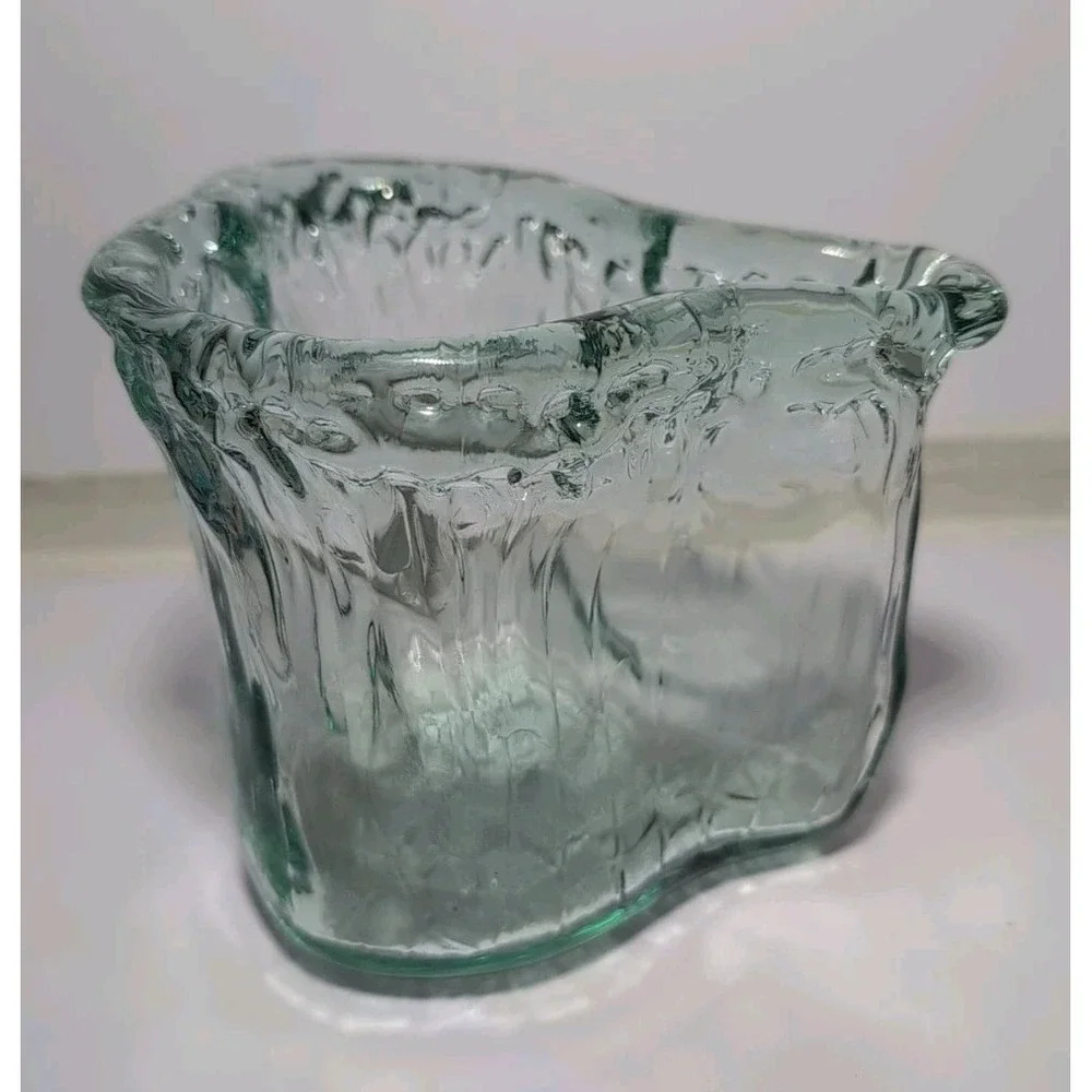 Freeform Recycled Glass Heart Abstract Vase Beachy Cottage Unique Rustic